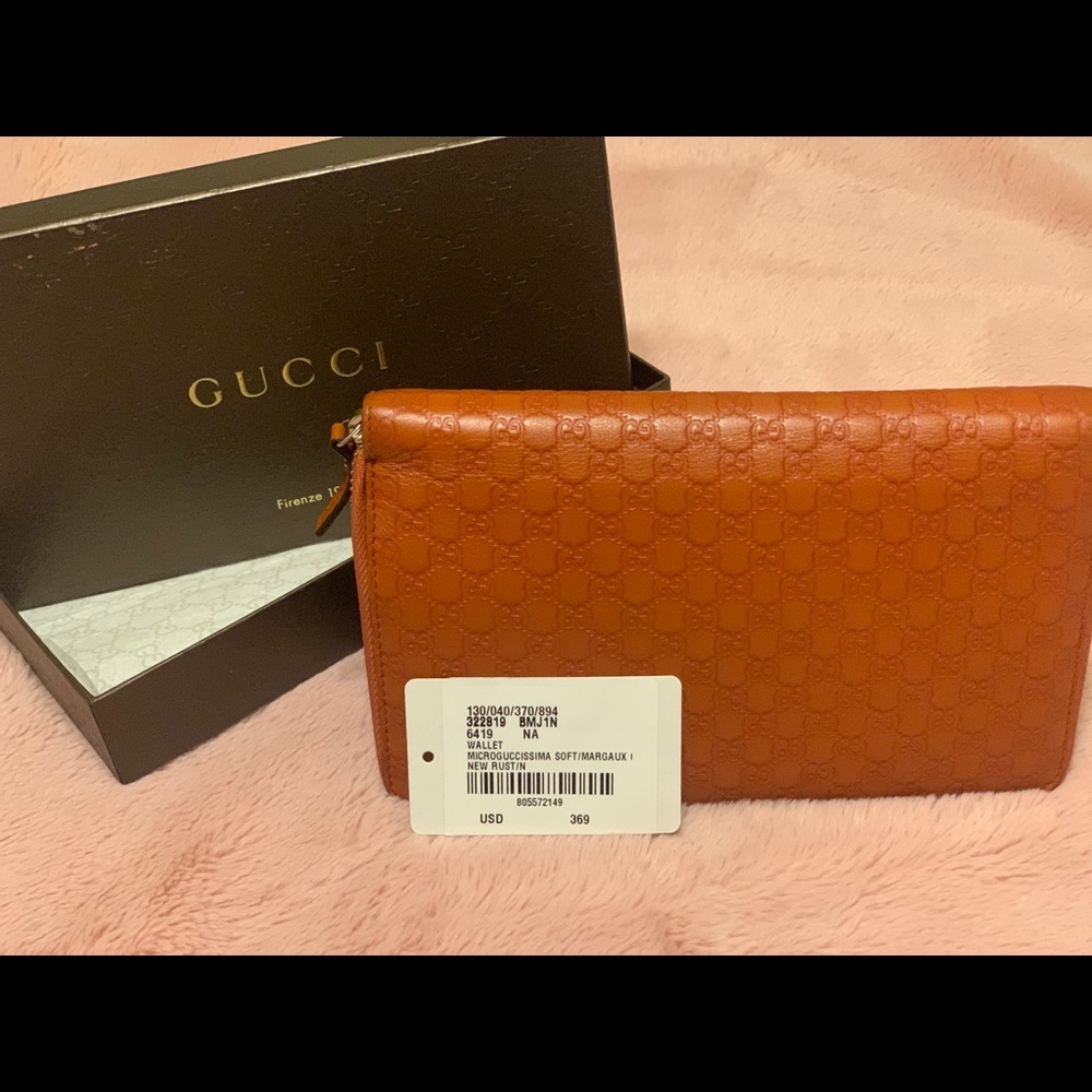 100% Authentic Orange Leather Gucci Wallet